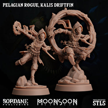 3D Printed Sordane Publishing Pelagian Rogue Kalis Driftfin 28 32mm D&D (Online Only)