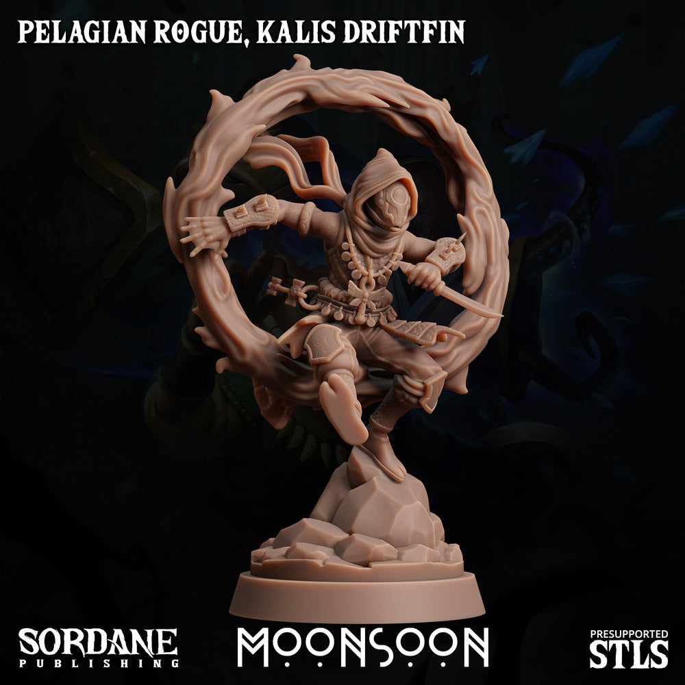 3D Printed Sordane Publishing Pelagian Rogue Kalis Driftfin 28 32mm D&D (Online Only)