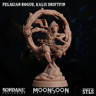 3D Printed Sordane Publishing Pelagian Rogue Kalis Driftfin 28 32mm D&D (Online Only)