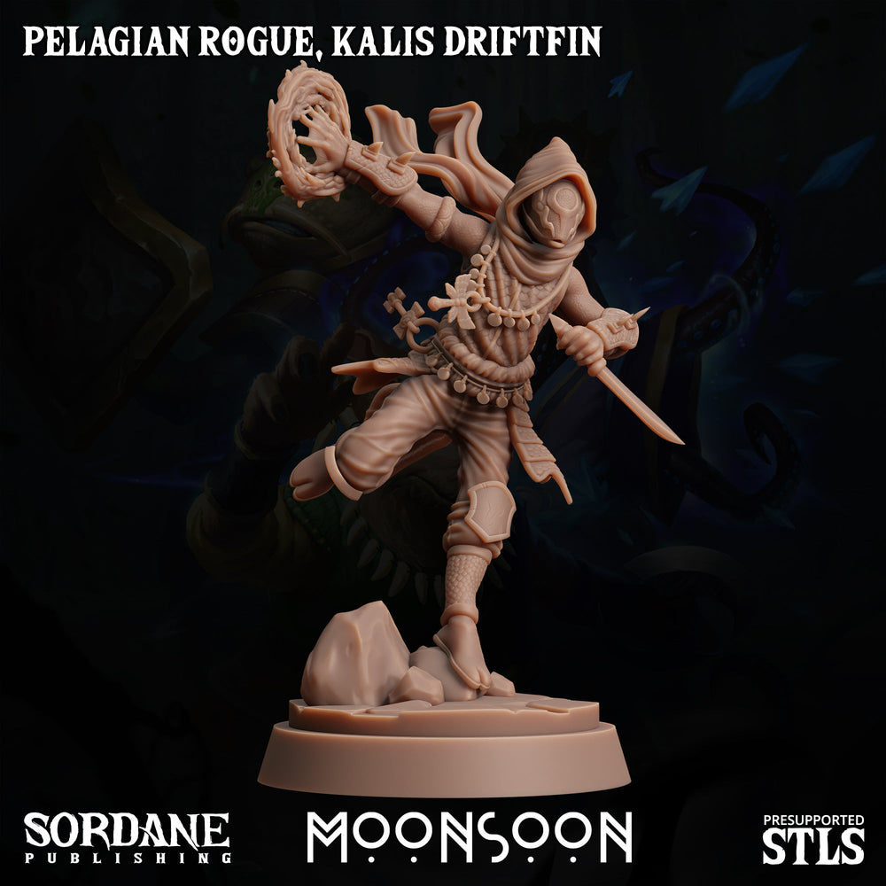 3D Printed Sordane Publishing Pelagian Rogue Kalis Driftfin 28 32mm D&D (Online Only)