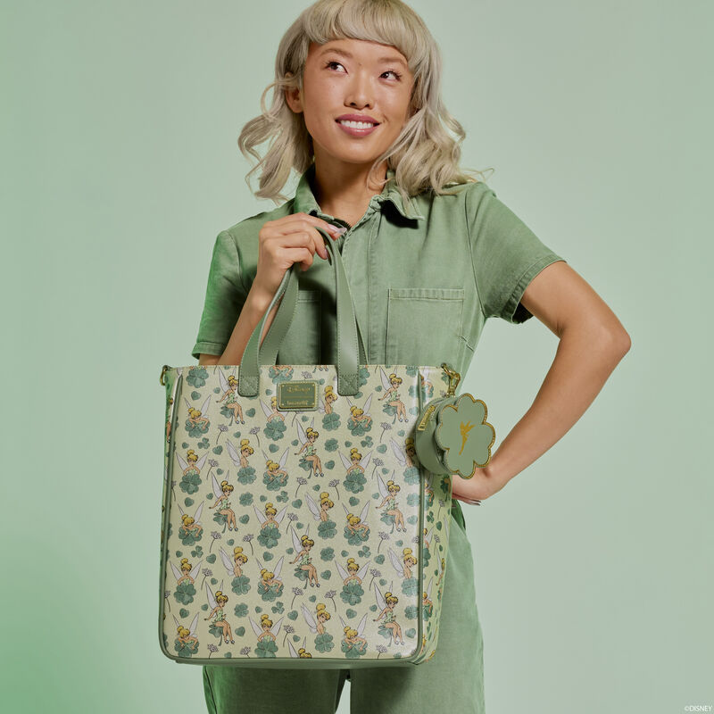 Peter Pan Tinker Bell Disney Clover All-Over Print Tote Crossbody Bag With Coin Bag (Online Order Only)