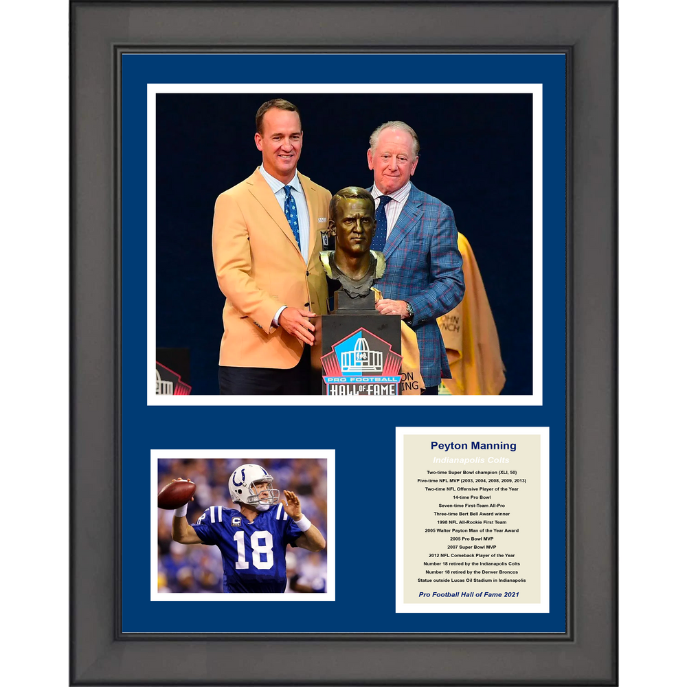 Framed Peyton Manning Hall of Fame Indianapolis Colts Football 11"x14" Three Photo Collage (ONLINE ORDER ONLY)