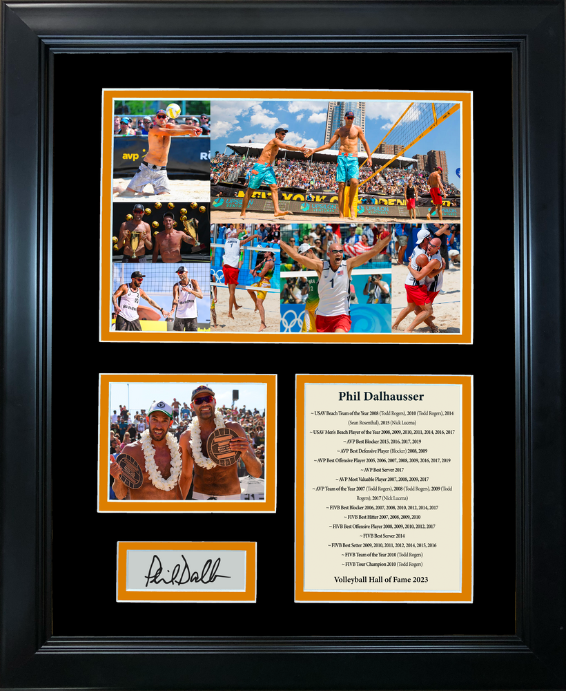 Framed Phil Dalhausser Bach Volleyball Hall of Fame AVP FIVB Facsimile Laser Engraved Signature Auto USA Olympics 11"x14" Photo Sig Collage (ONLINE ORDER ONLY)
