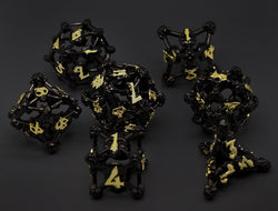 Black w/Gold Deadly Skull Dice Hollow Metal 7-Dice Set (Online Only)