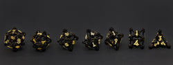 Black w/Gold Deadly Skull Dice Hollow Metal 7-Dice Set (Online Only)