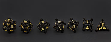 Black w/Gold Deadly Skull Dice Hollow Metal 7-Dice Set (Online Only)