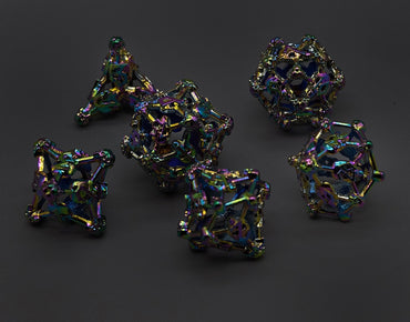 Rainbow Metal Deadly Skull Dice Hollow Metal 7-Dice Set (Online Only)