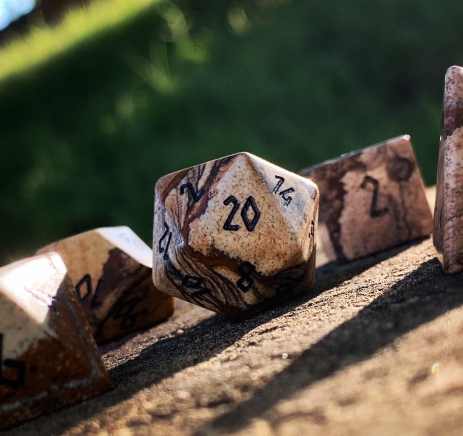 Picture Jasper - 7 Piece RPG Set Gemstone Dice