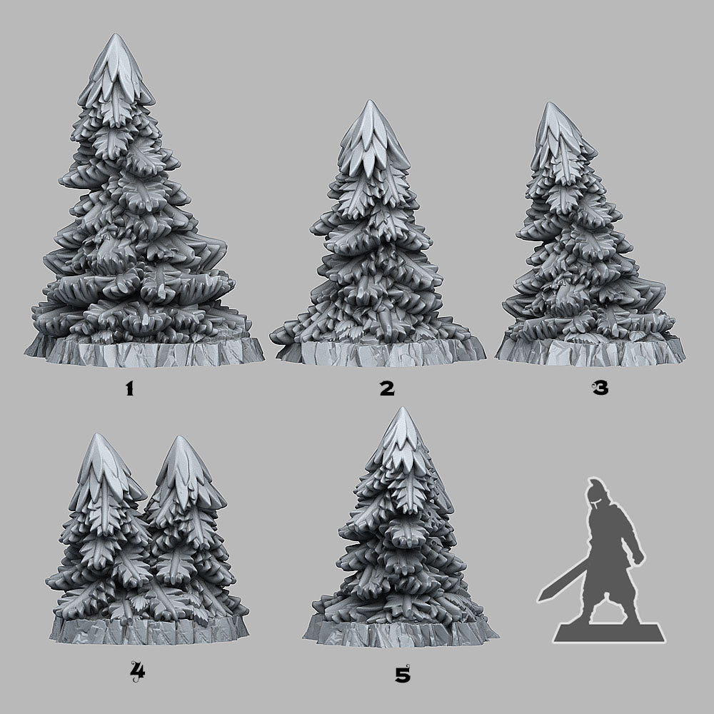 3D Printed Fantastic Plants and Rocks Pine Trees 28mm - 32mm D&D Wargaming (Online Only)