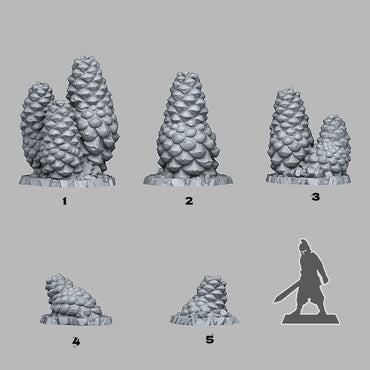 3D Printed Fantastic Plants and Rocks Pinecones Aberation 28mm - 32mm D&D Wargaming (Online Only)