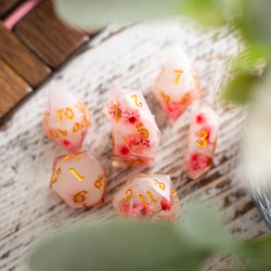 Pink Blossom Handmade Resin DND Dice Set (ONLINE ORDER ONLY)