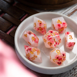 Pink Blossom Handmade Resin DND Dice Set (ONLINE ORDER ONLY)