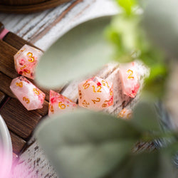 Pink Blossom Handmade Resin DND Dice Set (ONLINE ORDER ONLY)