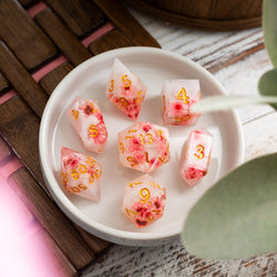 Pink Blossom Handmade Resin DND Dice Set (ONLINE ORDER ONLY)