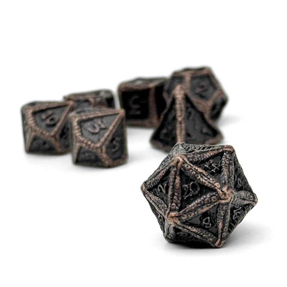 Pirate Dice - Jolly Roger 7 Piece RPG set Alloy Metal Dice (ONLINE ORDER ONLY)