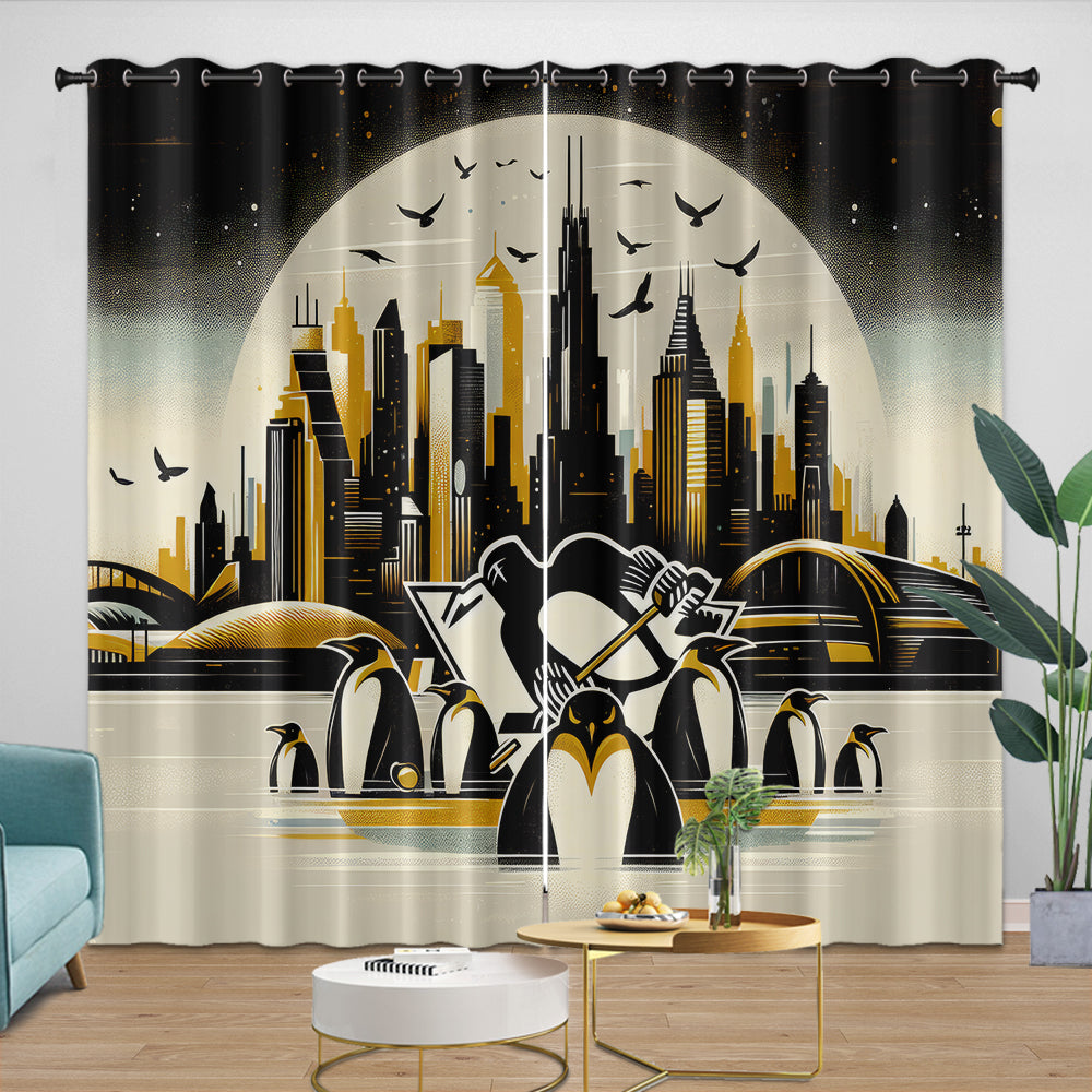 Pittsburgh Penguins Curtains Blackout Window Drapes Room Decoration (Online Order Only)
