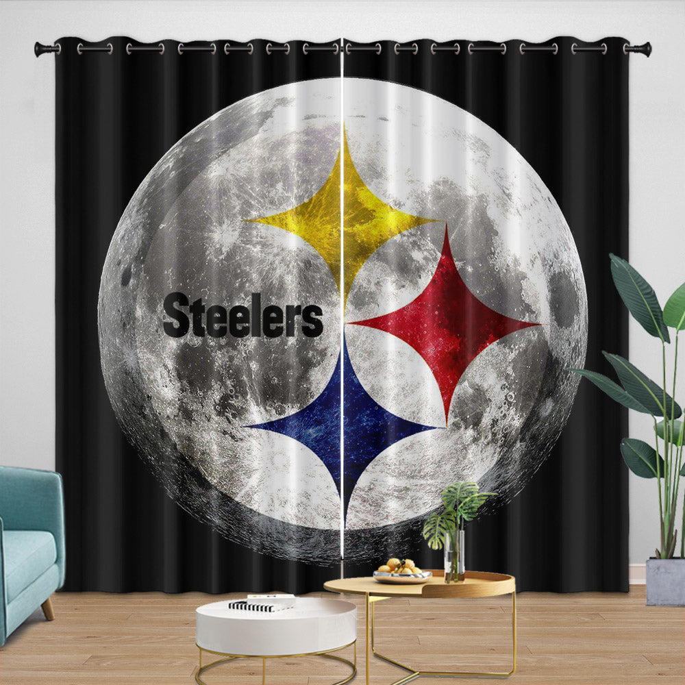 Pittsburgh Steelers Curtains Blackout Window Drapes Room Decoration (Online Order Only)