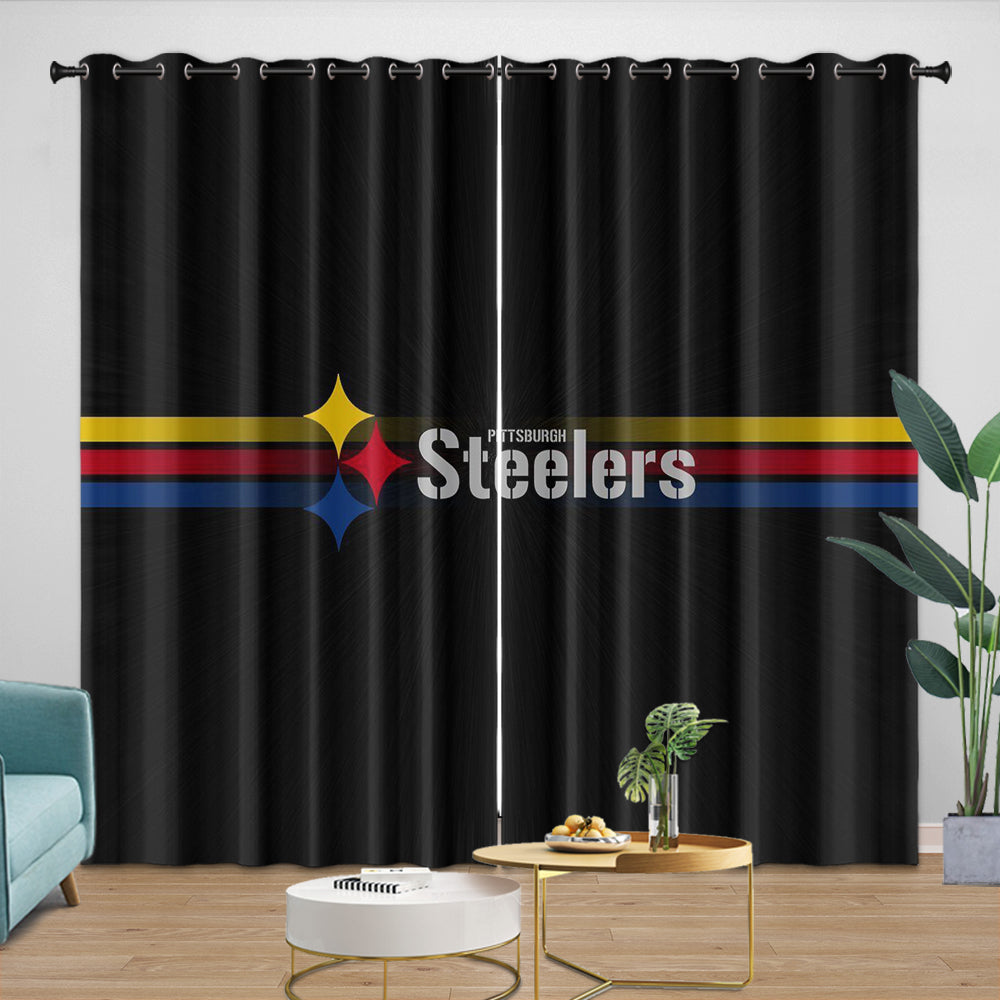 Pittsburgh Steelers Curtains Blackout Window Drapes Room Decoration (Online Order Only)