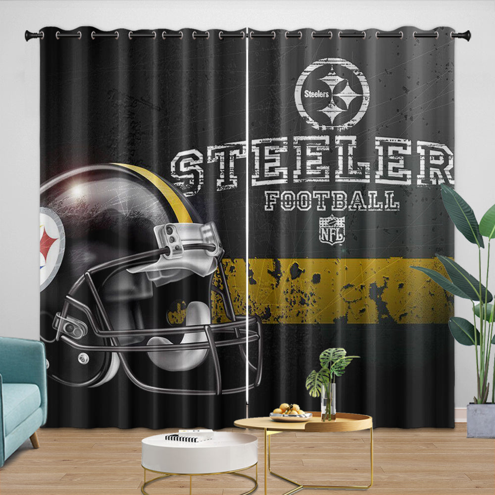 Pittsburgh Steelers Curtains Blackout Window Drapes Room Decoration (Online Order Only)