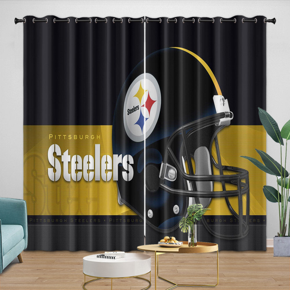 Pittsburgh Steelers Curtains Blackout Window Drapes Room Decoration (Online Order Only)