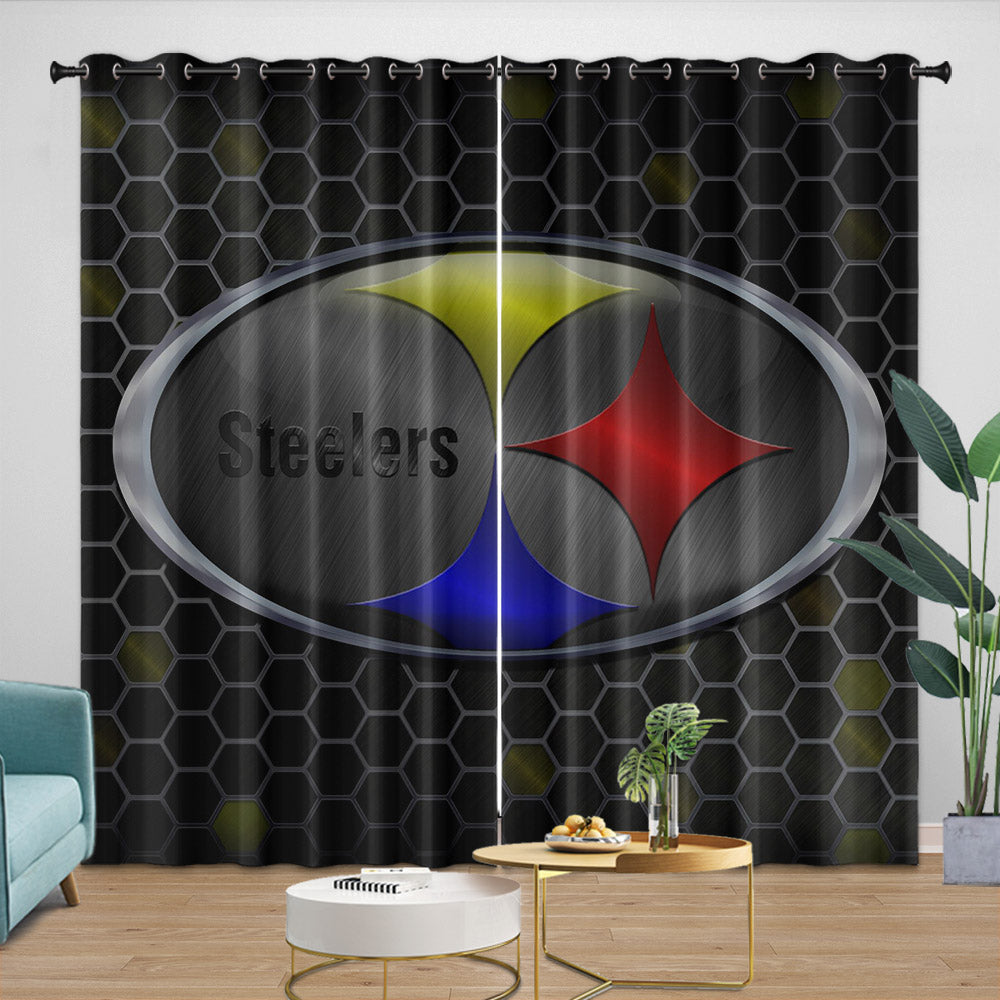 Pittsburgh Steelers Curtains Blackout Window Drapes Room Decoration (Online Order Only)