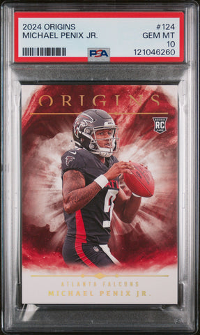 Graded 2024 Panini Origins Michael Penix Jr #124 Rookie RC Football Card PSA 10 Gem Mint (ONLINE ORDER ONLY)