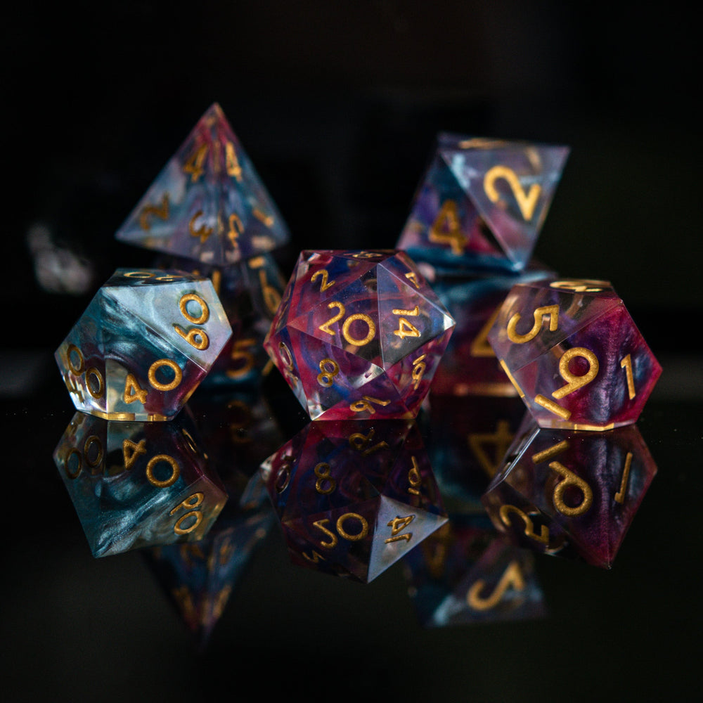PRE-ORDER || Plasma Gold Sharp-Edged Resin Dice Set