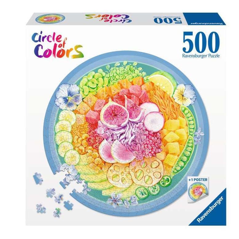 Poke Bowl "Circle of Colors" 500 Piece Round Jigsaw Puzzle Ravensburger (ONLINE ORDER ONLY)