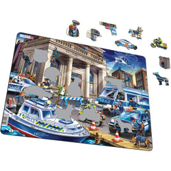 Police Catching the Bank Robbers 43 Piece Tray Jigsaw Puzzle Larsen