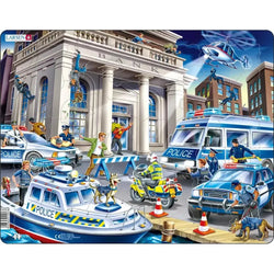 Police Catching the Bank Robbers 43 Piece Tray Jigsaw Puzzle Larsen