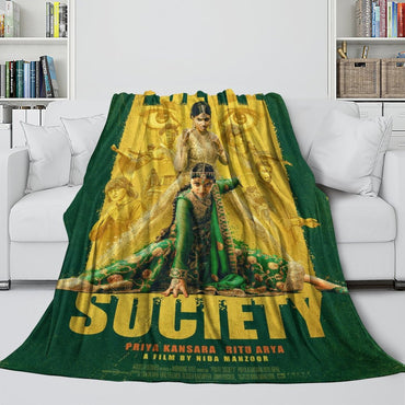 Polite Society Blanket Pattern Flannel Throw Room Decoration (Online Order Only)