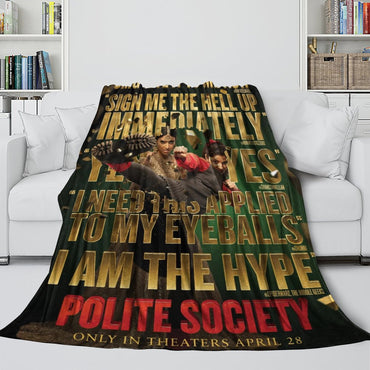 Polite Society Blanket Pattern Flannel Throw Room Decoration (Online Order Only)