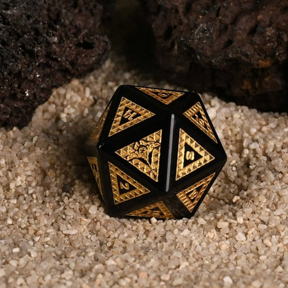 Pre-Order || Polynesian Black Obsidian Stone Dice Set