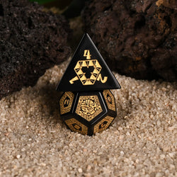 Pre-Order || Polynesian Black Obsidian Stone Dice Set