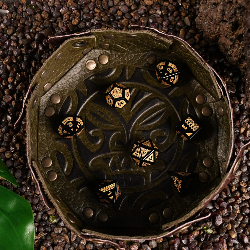 Pre-Order || Polynesian Black Obsidian Stone Dice Set