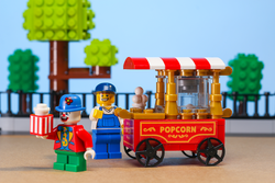 Popcorn Vending Cart Building Set made using LEGO parts (Online Order Only)