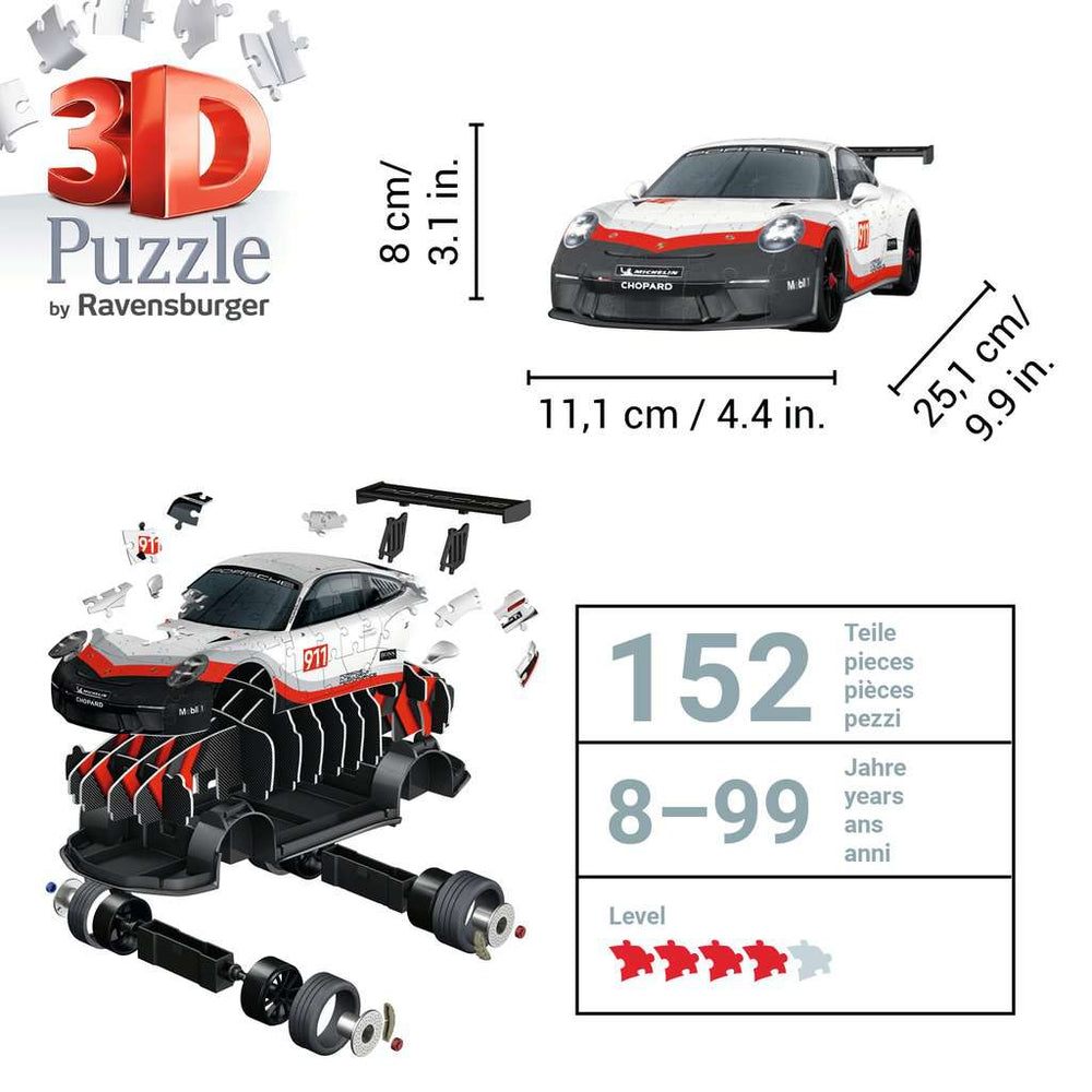 Porsche 911 GT3 Cup 152 Piece 3D Jigsaw Puzzle Ravensburger (ONLINE ORDER ONLY)