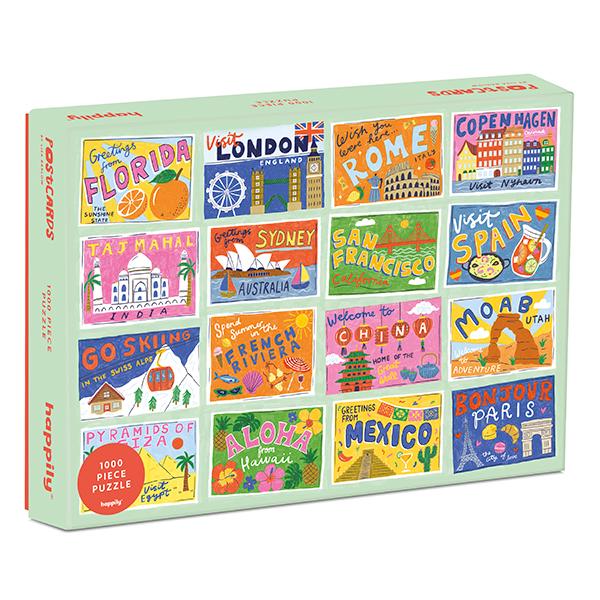 Postcards 1000 Piece Jigsaw Puzzle Happily (ONLINE ORDER ONLY)