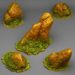3D Printed Fantastic Plants and Rocks Prairie Natural Stones 28mm - 32mm D&D Wargaming (Online Only)