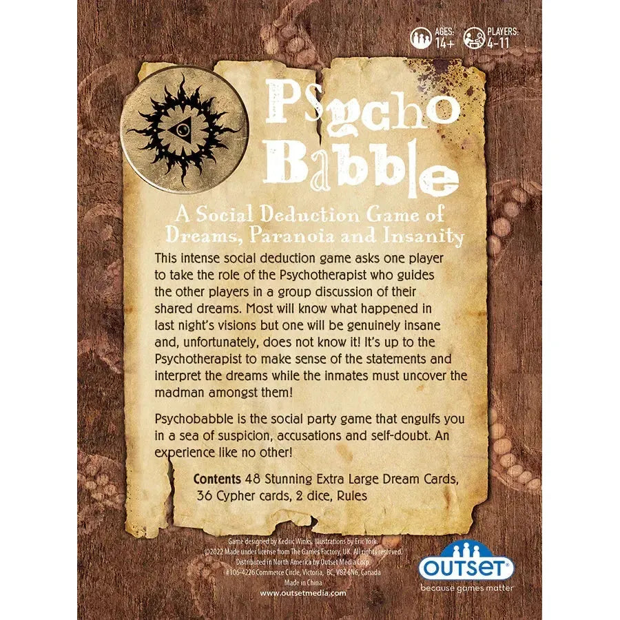 Psychobabble - A Social Deduction Game of Dreams & Insanity - Outset (ONLINE ORDER ONLY)