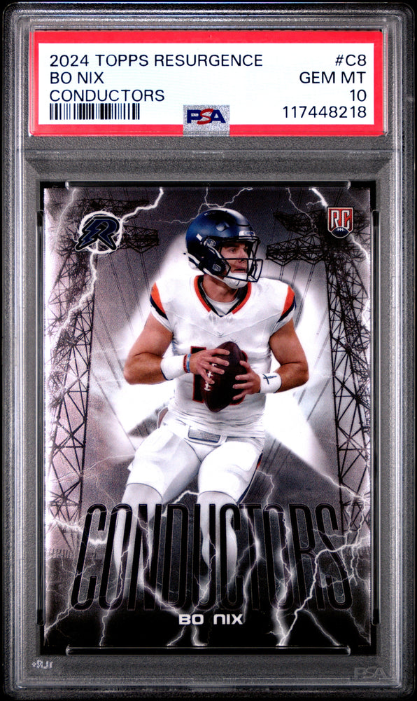 Graded 2024 Topps Resurgence Bo Nix #C8 Conductors Rookie RC Football Card PSA 10 Gem Mint (ONLINE ORDER ONLY)
