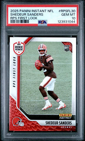 Graded 2025 Panini Instant Shedeur Sanders #RPSFL30 RPS First Look Rookie RC Football Card PSA 10 Gem Mint (ONLINE ORDER ONLY)
