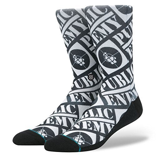 Stance Public Enemy Crew Socks - Mens Black Size L [Socks] (ONLINE ORDER ONLY)