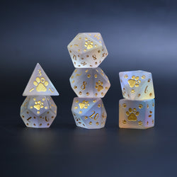 Pre-Order || Puppy Paws Frosted Prism Glass Dice Set