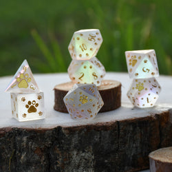 Pre-Order || Puppy Paws Frosted Prism Glass Dice Set