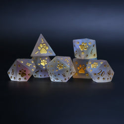 Pre-Order || Puppy Paws Frosted Prism Glass Dice Set