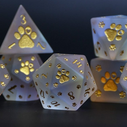 Pre-Order || Puppy Paws Frosted Prism Glass Dice Set