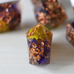 Purple And Gold Handmade Resin DND Dice Set (ONLINE ORDER ONLY)