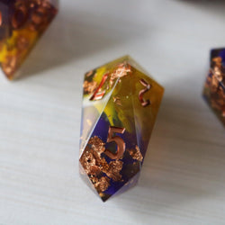 Purple And Gold Handmade Resin DND Dice Set (ONLINE ORDER ONLY)