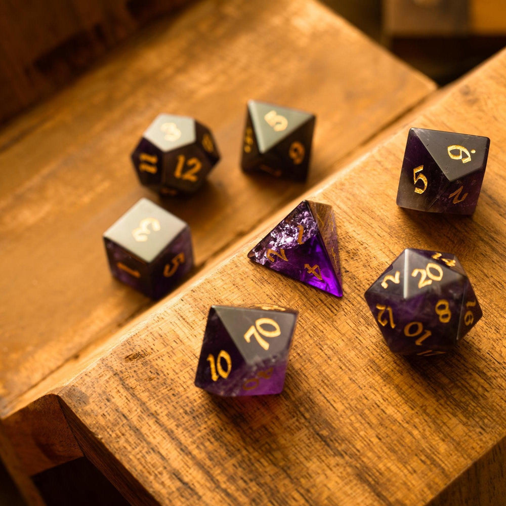Purple Gemstone Amethyst DND Dice Set (ONLINE ORDER ONLY)